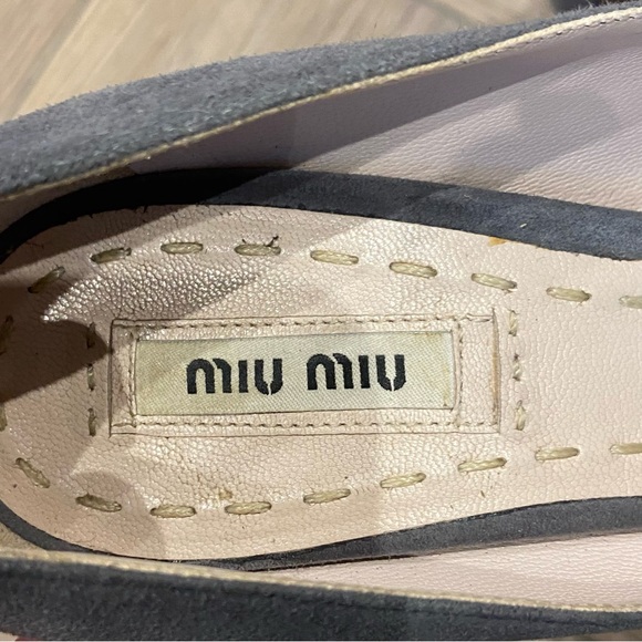 Miu Miu nebbia gray suede high heels open toe 36.5 - Picture 5 of 12